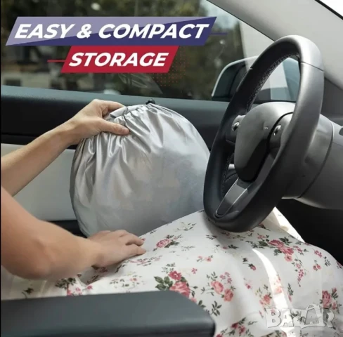 Оригинален Сгъваем Сенник за Предно Стъкло за Tesla Model 3, 147×93см, Подходящ за Други Автомобили!, снимка 5 - Аксесоари и консумативи - 50906259