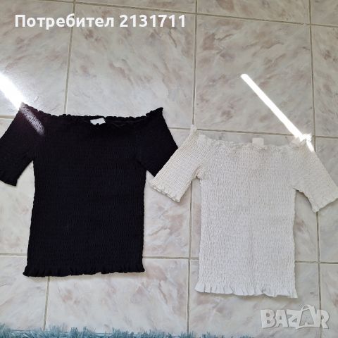 Блуза с паднали рамене и набори H&M , снимка 1 - Тениски - 46561342