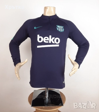 Nike FC Barcelona - Оригинална мъжка спортна блуза с цип р-р S-M, снимка 3 - Блузи - 52653594