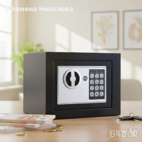 Електронен сейф с кодова клавиатура и резервен механичен ключ – 4.6L, включени батерии и монтажни бо, снимка 4 - Други стоки за дома - 53253883