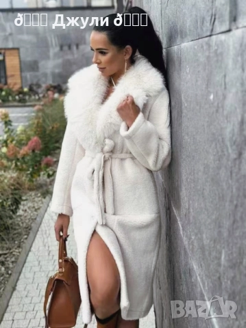 Палто с естествен косъм алкантара