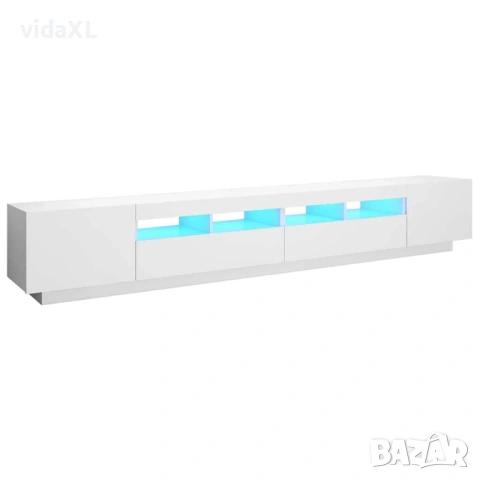 vidaXL ТВ шкаф с LED осветление, бял, 260x35x40 см(SKU:3081915)