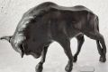 Антика кожа Бик телец фигура статуетка стара голяма черна пластика, рога, животно, Варна
