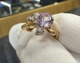Руски златен пръстен с аметист и фианити, снимка 2