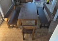 К-т дървена маса две пейки и два стола от БУК, снимка 5