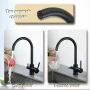Techzm кухненски смесител 3 в 1 с изход за питейна филтрирана вода, черен, снимка 3