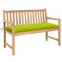 vidaXL Градинска пейка с яркозелено шалте, 120 см, тик масив（SKU:3062702, снимка 1 - Градински мебели, декорация  - 45332110