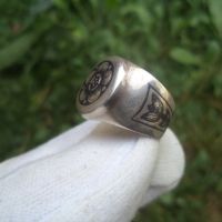 Руски СССР сребърен мъжки пръстен с ниело, снимка 4 - Пръстени - 45480295