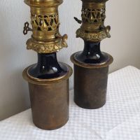 Комплект френски старинни месингови лампи 19ти век, снимка 8 - Антикварни и старинни предмети - 45254757