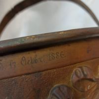 Антикварна немска медна  кофа 1886 година-GWV Germany, късен 19 ти век , снимка 3 - Антикварни и старинни предмети - 45160275