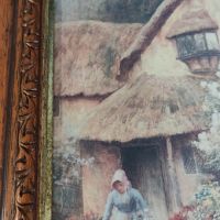 Стар прекрасен принт по известната картина „Cottage Garden“ British School - 19th на Strachan Artur , снимка 9 - Антикварни и старинни предмети - 45477362