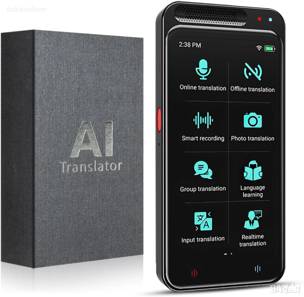 AI Преводач с глас и камера – 138 езика, офлайн режим, тъчскрийн 2.4", снимка 1