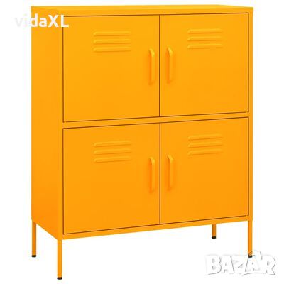 vidaXL Шкаф за съхранение, горчица, 80х35х101,5 см, стомана, снимка 1