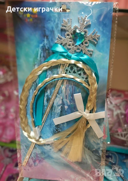 Комплект аксесоари за коса Елза, с диадема, с жезъл , снимка 1