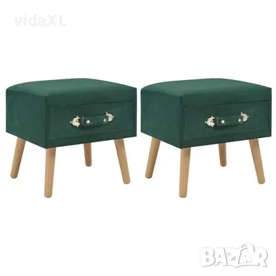 vidaXL Нощни шкафчета, 2 бр, зелени, 40x35x40 см, кадифе（SKU:276382）, снимка 1