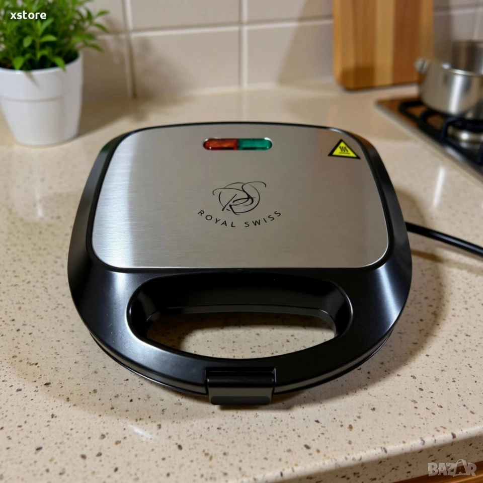 Уред за сандвичи Royal Swiss SLS1057C, 750W, незалепващи плочи, регулирем термостат, снимка 1