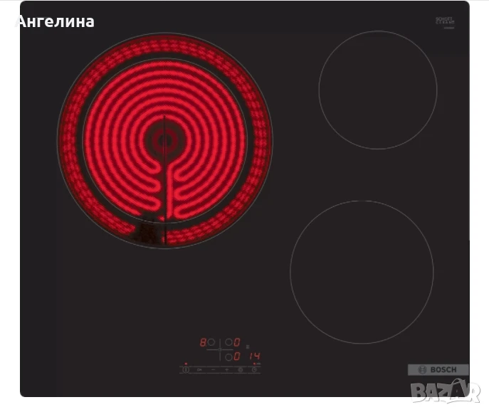 Готварски плот, Bosch PKK611BB2E, SER4, Electric cooktop, 60 cm, Glass-ceramic hob, 3 zones, 1 exten, снимка 1