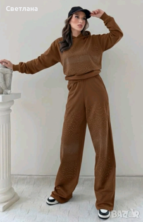 Дамски комплект с камъчета в ЗЕЛЕНО СИНЬО КАФЯВО БЕЖОВО ЧЕРНО, снимка 1