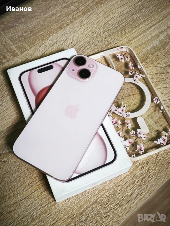 •Отличен• iPhone 15 128GB Pink, снимка 1