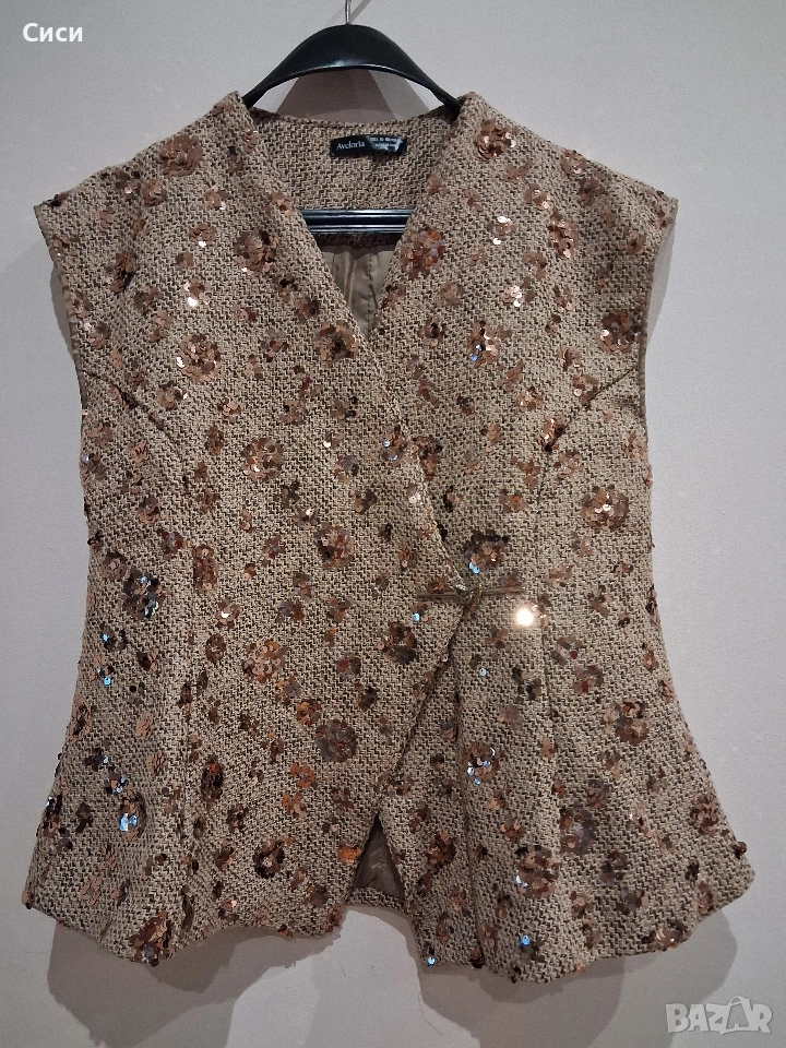 Дамска блуза без ръкав с паети, снимка 1