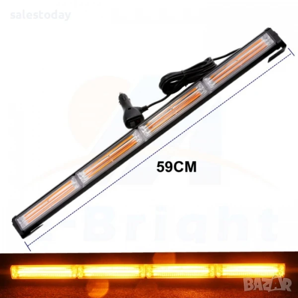 Сигнална аварийна, Блиц 59 Cm, Маяк, Led Бар, Лампа, Пътна Помощ, Платформа, черен, снимка 1