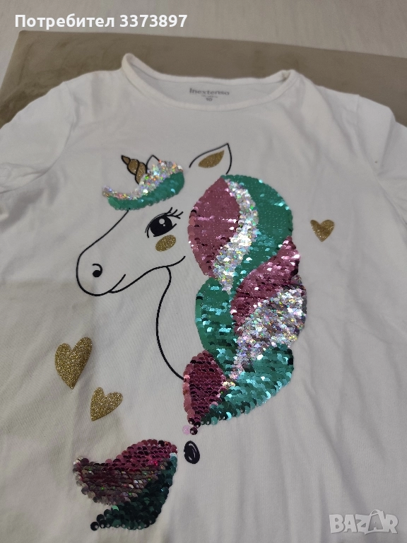 Детска тениска за момиче с пайети , снимка 1