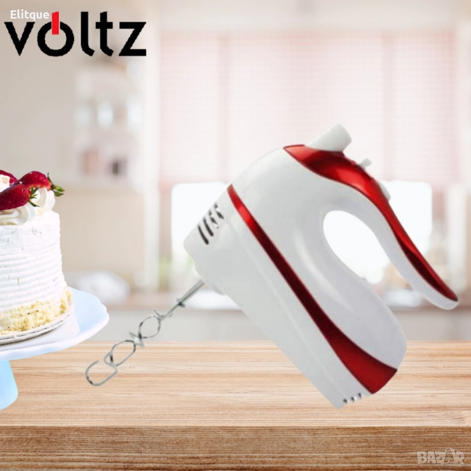 Миксер Voltz, 500W, 5 скорости и турбо бутон, бяло-червен, 2 ГОДИНИ ГАРАНЦИЯ, снимка 1