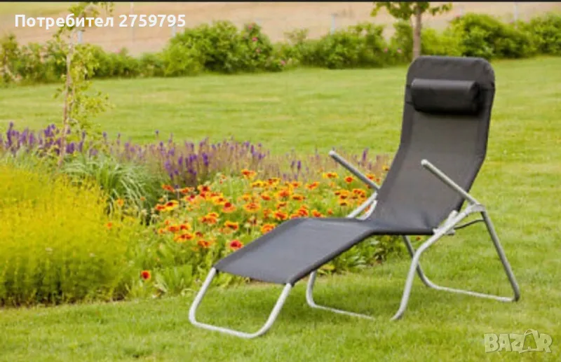 НОВО.Подсилен сгъваем стол - шезлонг с възглавница 140×58×98 см.с люлеещ механизъм., снимка 1