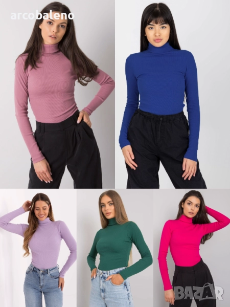 Дамска блуза с оребрена яка Elisee, 5цвята , снимка 1