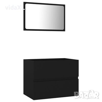 vidaXL Комплект мебели за баня от 2 части, черен, ПДЧ(SKU:804873, снимка 1