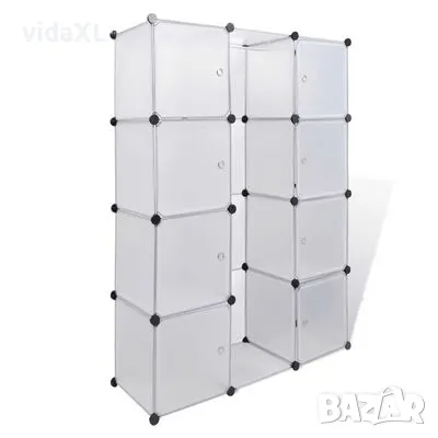 vidaXL Модулен шкаф с 9 отделения, 109x36,5x143 см, бял(SKU:240498), снимка 1