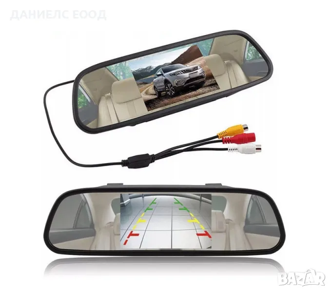 Огледало за обратно виждане с 4,3 инчов дисплей за камера за заден ход, снимка 1