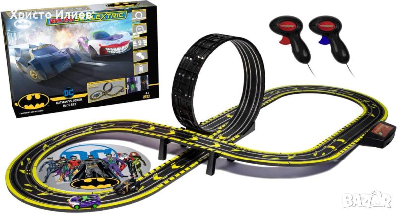 Scalextric Състезателна писта с коли Батман и Джокера Аутобан с лупинг , снимка 1