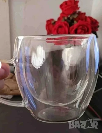 Стъклена чаша за кафе с двойно дъно 200ml, снимка 1