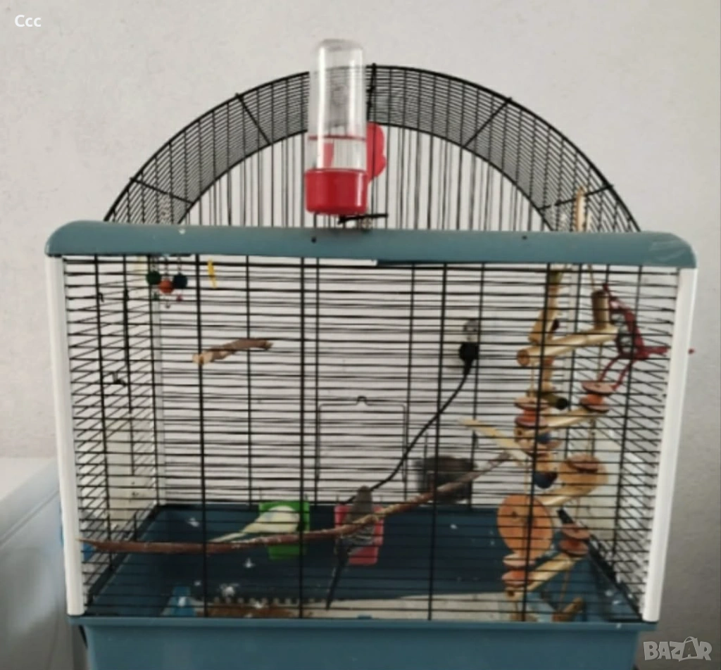 Вълнисти папагалчета с клетка, снимка 1