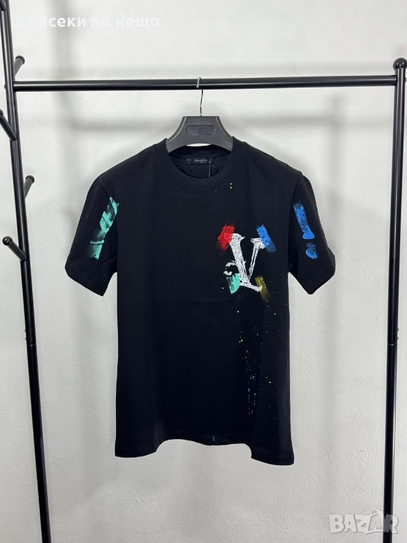 Louis Vuitton Мъжка Черна Тениска👕Мъжка Блуза С Къс Ръкав В Черен Цвят Код V.B.52, снимка 1
