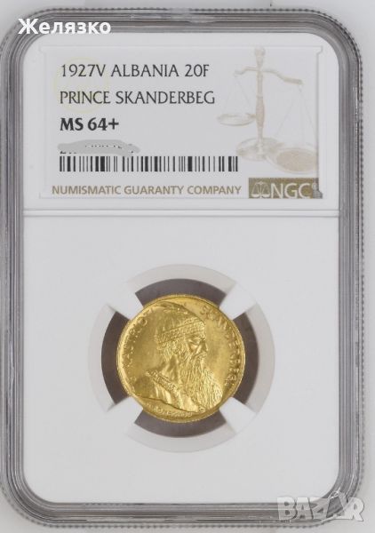 Златна монета 20 франга ари 1927 година NGC RRR, снимка 1