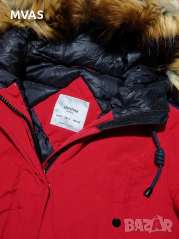 Bershka - 55% Дамско зимно червено яке S размер, снимка 5 - Якета - 51858109