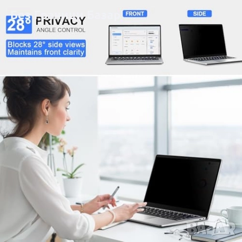 Нов Privacy филтър за лаптоп 14" 16:9 – анти шпиониране и синя светлина, снимка 2 - Лаптоп аксесоари - 51761693