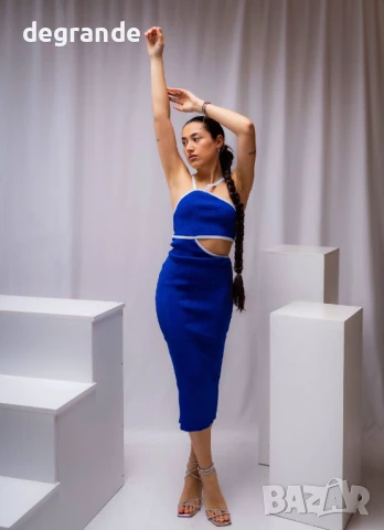 Елегантна синя рокля , снимка 3 - Рокли - 50905632