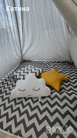 Детска палатка за игра, с прозорец, 3 възглавници, снимка 4 - Играчки за стая - 53993882