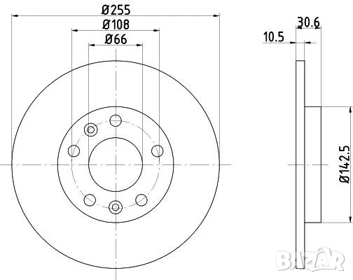 Диск спирачен заден дeсен/ляв за RENAULT 21 2.0 04.87-10.92г.№ R1586P, снимка 2 - Части - 50782075