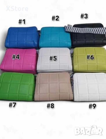 Стилна дамска кожена капитонирана чанта с дълга дебела дръжка и отделение с цип, снимка 2 - Чанти - 52583798