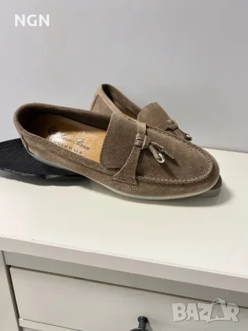 Дизайнерски дамски мокасини в тъмно бежов велур, снимка 8 - Дамски ежедневни обувки - 50014889