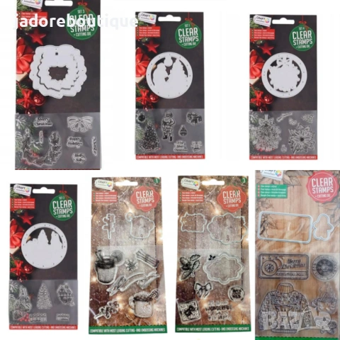 Коледни силиконови печати + щанци за изрязване и релеф различни видове Зима Коледа