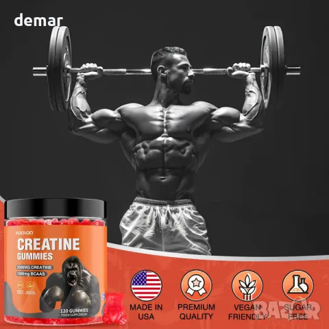 Creatine Gummies 5000 mg креатин монохидрат с 1000 mg BCAA на порция, 120 дъвки, снимка 3 - Хранителни добавки - 48343124