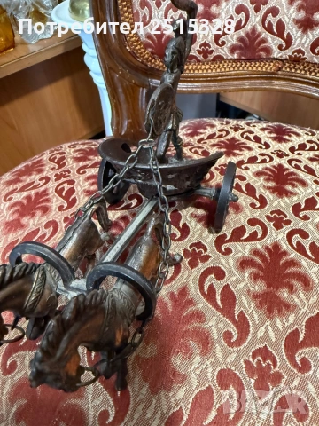 бронзова статуетка Ахил с колесница, снимка 2 - Антикварни и старинни предмети - 53570963