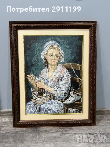 Гоблен на момиче с коте