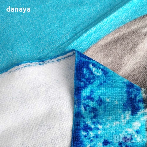 5953 Голяма плажна кърпа Залез с делфини и палми, 180x90cm, снимка 4 - Хавлиени кърпи - 50654136