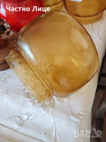 Три Старинни Големи Български Соц Стъкла Стъкло Абажур за Осветление, снимка 3 - Други - 50562154